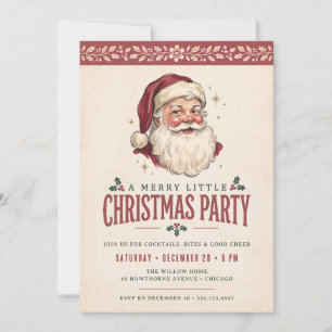 Invitation Fête de Noël avec Père Noël vintage
