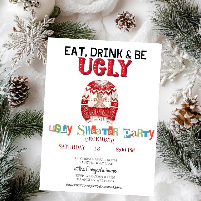 Invitation Fête de Noël avec un joli pull moche (Créateur téléchargé)