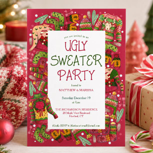 Invitation Fête de Noël avec un pull moche