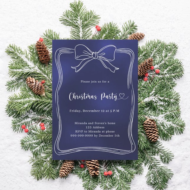 Invitation Fête de Noël avec un ruban bleu (Créateur téléchargé)