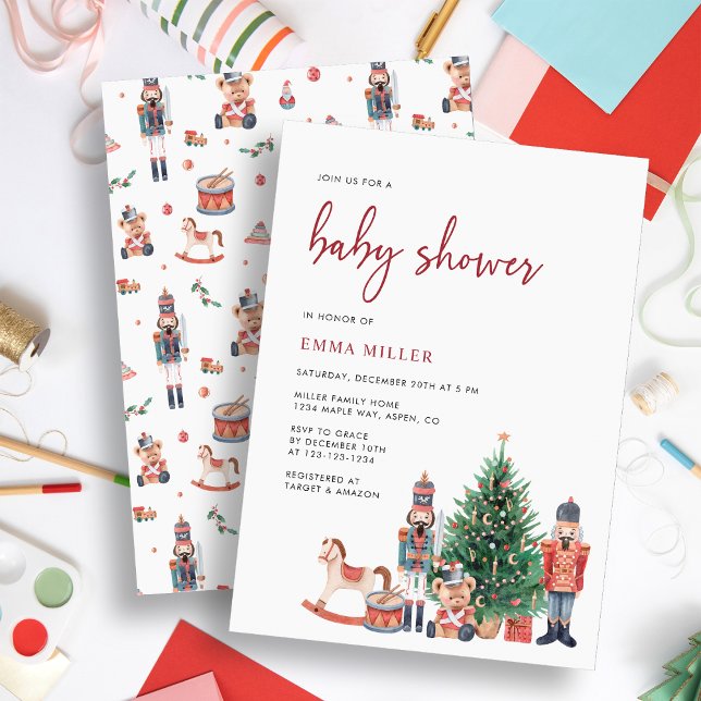 Invitation Fête de Noël Baby Shower (Nutcracker Baby Shower Invitation by Painted Paperie)