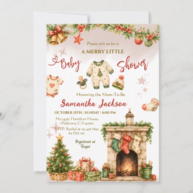 Invitation Fête de Noël Baby Shower d'hiver  (Devant)