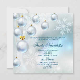 Invitation Fête de Noël Baubles et Flocons de Neige