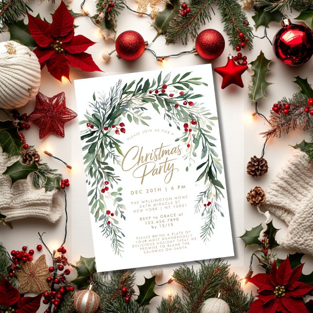 Invitation Fête de Noël Berries Modern Script (Créateur téléchargé)