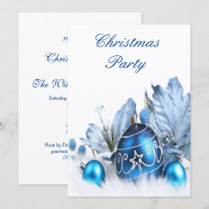 Invitation Fête de Noël bleue et argentée élégante de