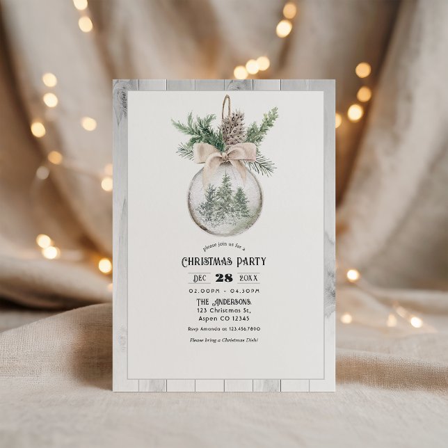 Invitation Fête de Noël Bohème à l'aquarelle neutre (Neutral Watercolor Boho Christmas Party Invitation)