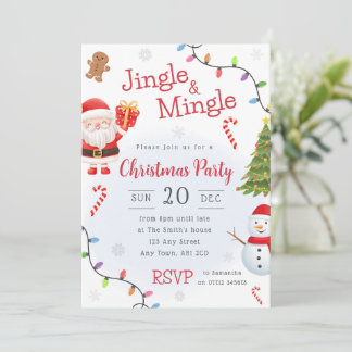 Invitation Fête de Noël Bonhomme de neige Père Noël