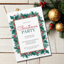 Fête de Noël botanique au houx à l'aquarelle éléga
