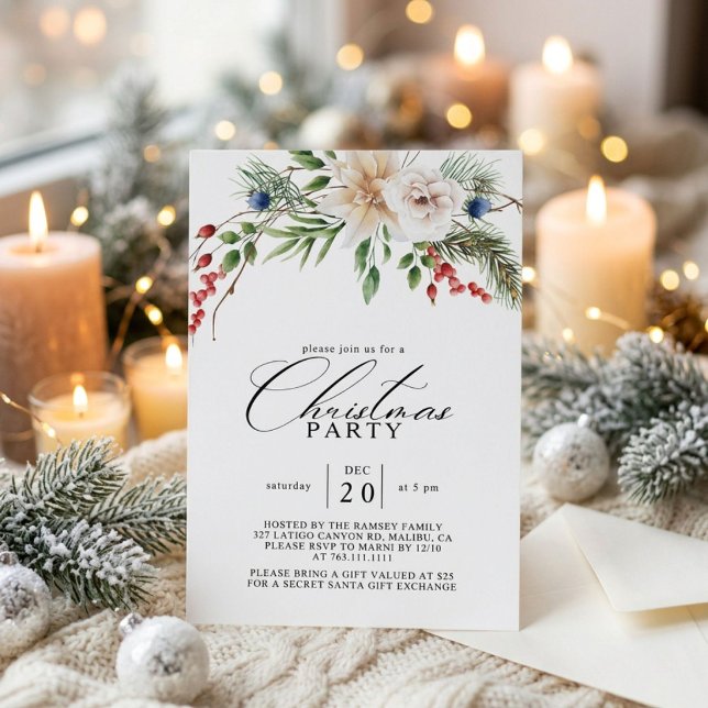 Invitation Fête de Noël Botanique d'hiver (Créateur téléchargé)