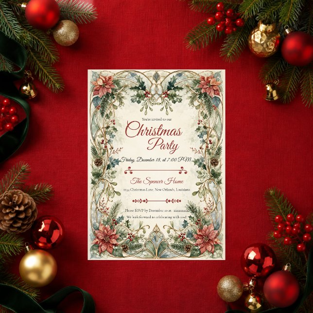Invitation Fête de Noël Botanique Intemporelle (Créateur téléchargé)