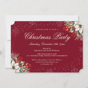 Invitation Fête de Noël botanique rouge