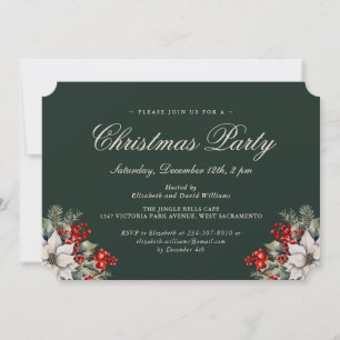 Invitation Fête de Noël botanique verte élégante