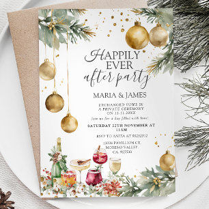 Invitation Fête de Noël Boules Dorées Heureux À Tout Jamais