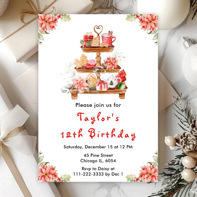 Invitation Fête de Noël Brunch Anniversaire Fête Rouge (Créateur téléchargé)