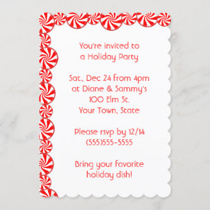 Invitation Fête de Noël Candy Menthe Poivrée