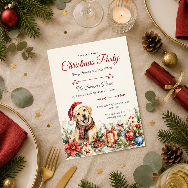 Invitation Fête de Noël canine fantaisiste (Créateur téléchargé)