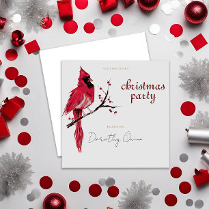 Invitation Fête de Noël cardinale d'aquarelle