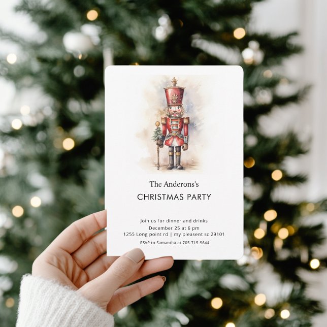 Invitation Fête de Noël Casse-Noisette aquarelle  (Créateur téléchargé)