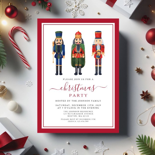 Invitation Fête de Noël Casse-Noisette festive  (Festive Nutcracker Christmas Party Invitation)