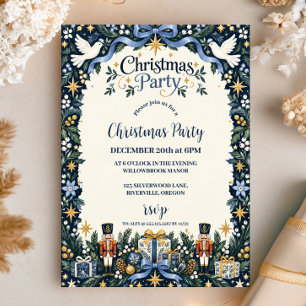 Invitation Fête de Noël Casse-Noisette Navy
