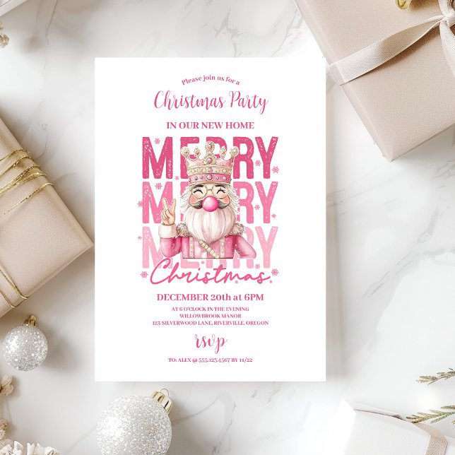 Invitation Fête de Noël Casse-Noisette Rose (Créateur téléchargé)