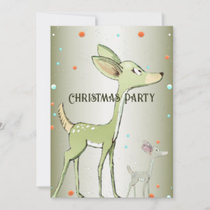 Invitation Fête de Noël Cerfs Verts Vacances Mignon