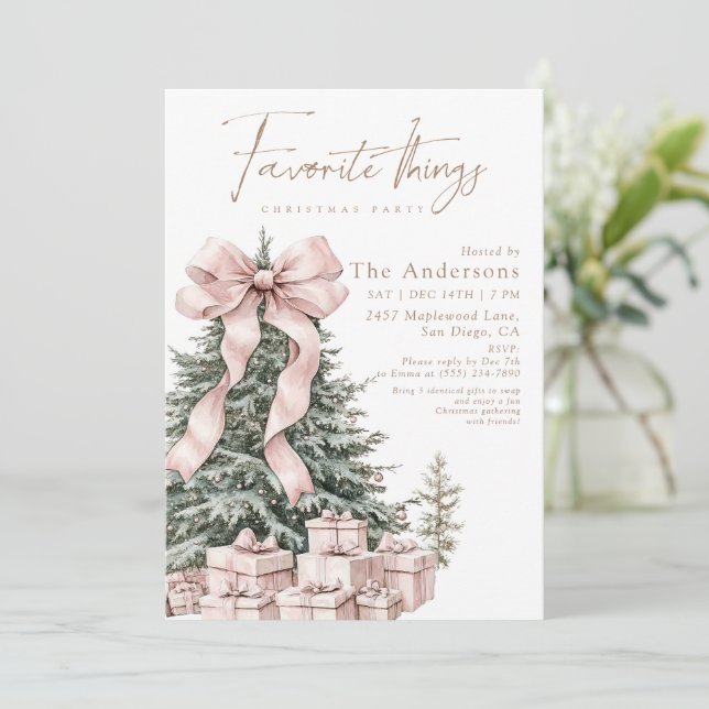 Invitation Fête de Noël Choses Préférées Aquarelle (Debout devant)
