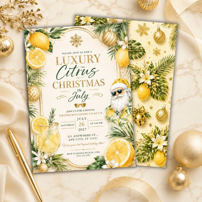 Invitation Fête de Noël Citrus Luxe en Juillet (Créateur téléchargé)