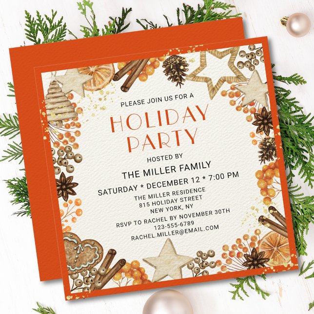 Invitation Fête de Noël Citrus Orange Rustique (Créateur téléchargé)