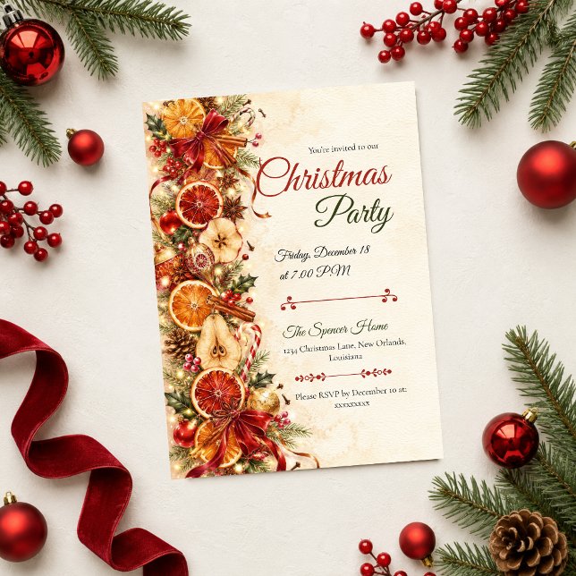 Invitation Fête de Noël Citrus Rustique (Créateur téléchargé)