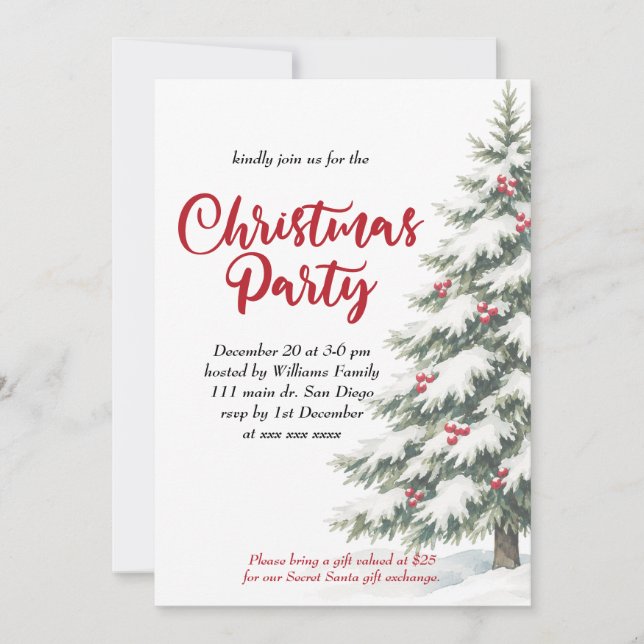 Invitation Fête de Noël classique  (Devant)