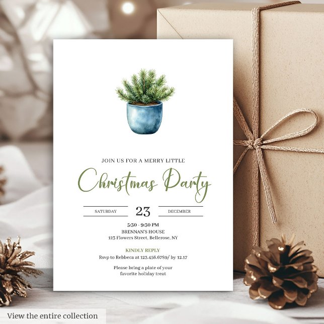 Invitation Fête de Noël classique bohème aquarelle terreuse (Classic Bohemian Earthy Watercolor Christmas Party Card)