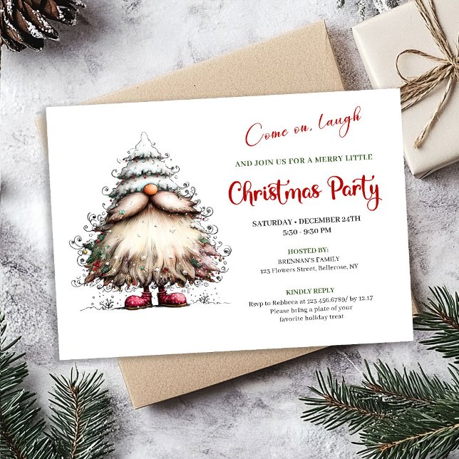 Invitation Fête de Noël Classique de Père Noël Drôle et Lumin (Bright Funny Santa Classic Holiday Celebration Invite)
