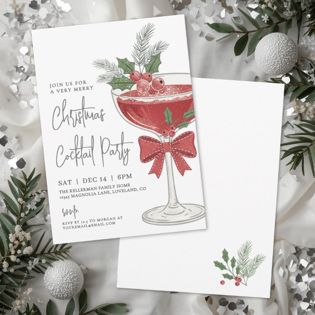 Invitation Fête de Noël Cocktail (Christmas Cocktail Holiday Party Invitation)