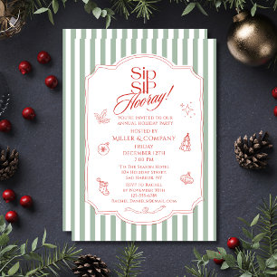 Invitation Fête de Noël Cocktail d'entreprise Vert Sauge