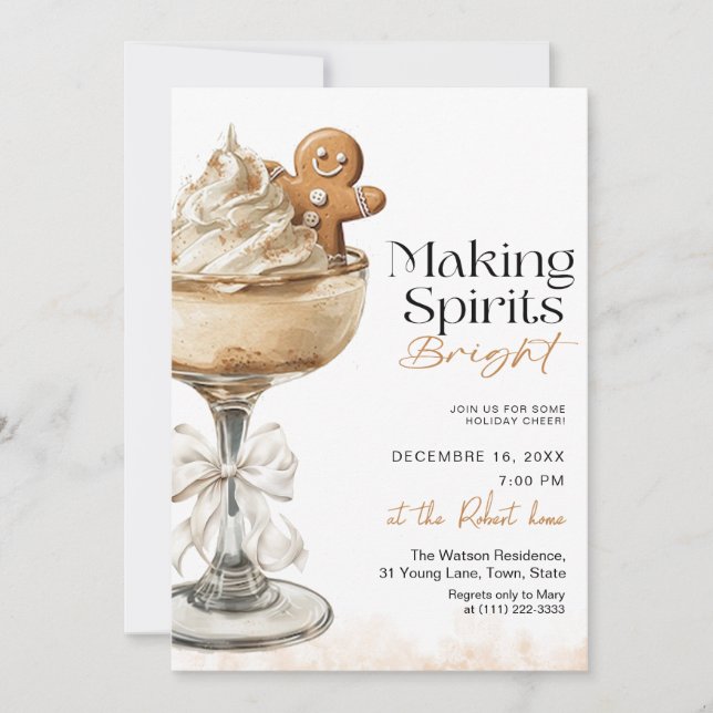 Invitation Fête de Noël Cocktail : Éclairer les Esprits (Devant)