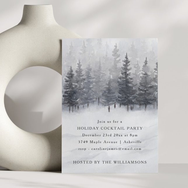 Invitation Fête de Noël Cocktail en forêt d'hiver Vacances (Créateur téléchargé)