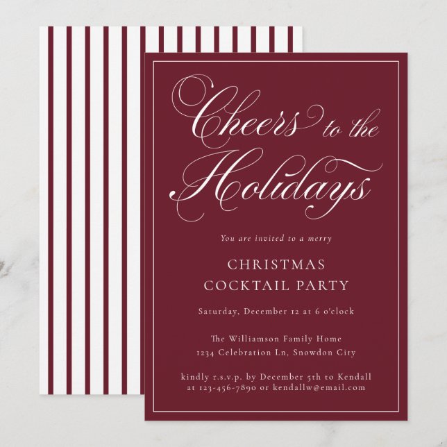 Invitation Fête de Noël Cocktail Party (Devant / Derrière)