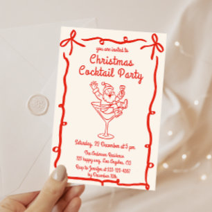 Invitation Fête de Noël Cocktail Rétro Père Noël