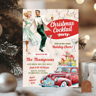 Invitation Fête de Noël Cocktail Rétro Vintage