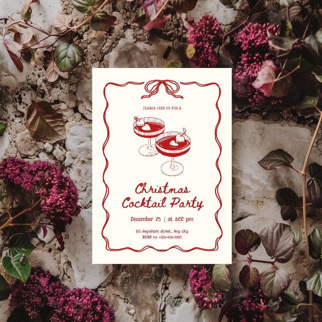 Invitation Fête de Noël Cocktail Rouge (Créateur téléchargé)