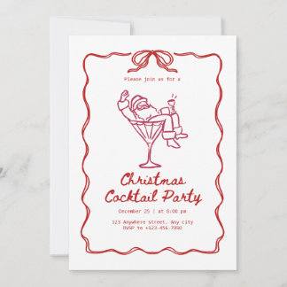 Invitation Fête de Noël cocktail Santa, moderne et amusant