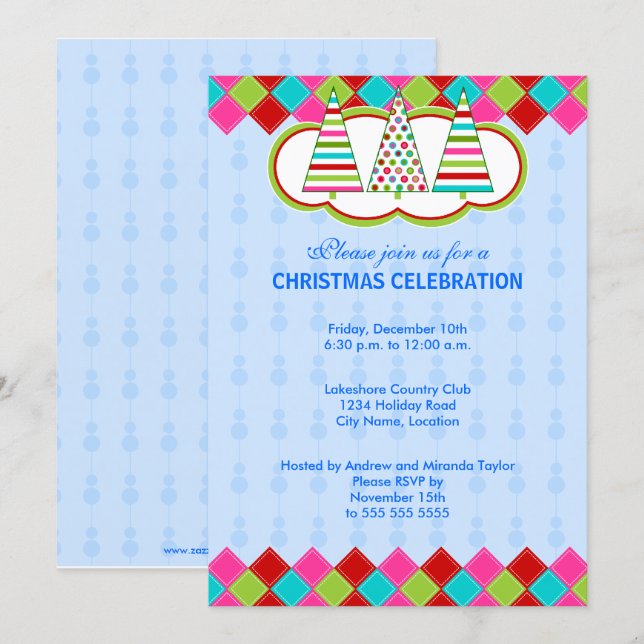 Invitation Fête de Noël colorée (Devant / Derrière)