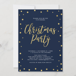 Invitation Fête de Noël Confetti Chic Or et Nuit