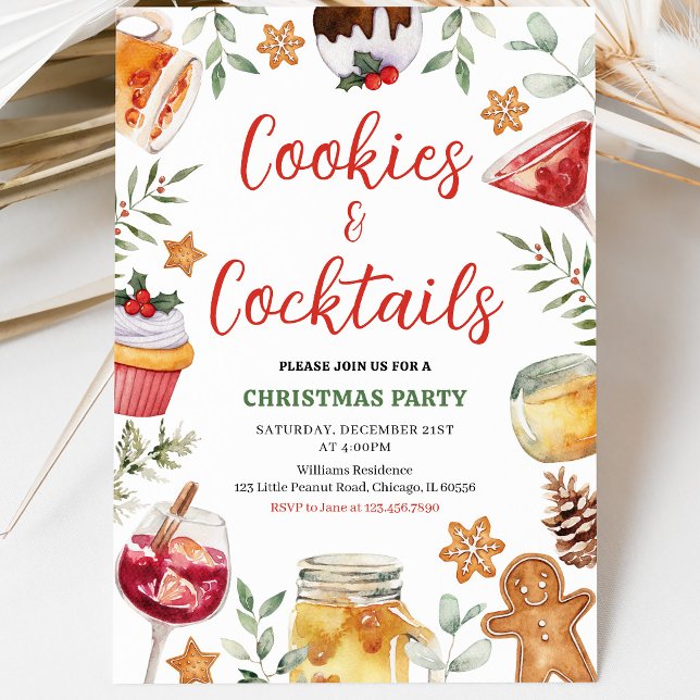 Invitation Fête de Noël Cookies et Cocktails (Créateur téléchargé)