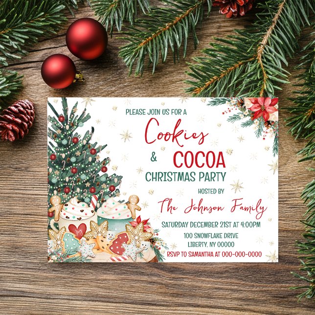 Invitation Fête de Noël Cookies et Cocoa (Créateur téléchargé)