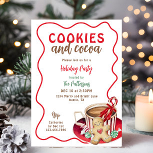 Invitation Fête de Noël Cookies Festifs et Chocolat Chaud