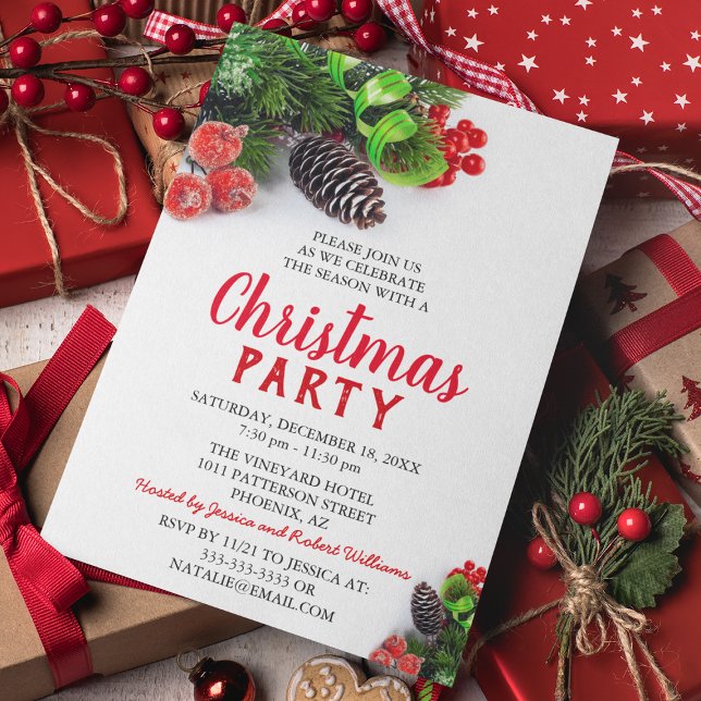 Invitation Fête de Noël Corporate Élégante Rouge (Créateur téléchargé)