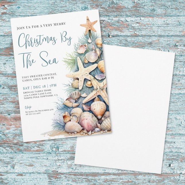 Invitation Fête de Noël Côtière (Coastal Christmas Party Invitation)