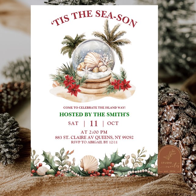 Invitation Fête de Noël côtière hivernale (Créateur téléchargé)